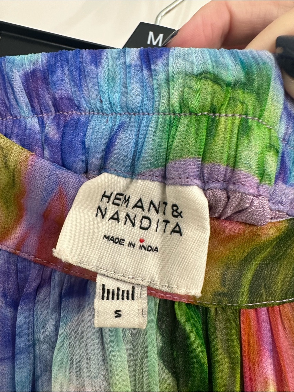 HEMANT & NANDITA Floral Watercolor Maxi Skirt in Green, Purple, Pink, Yellow - Picture 2 of 3